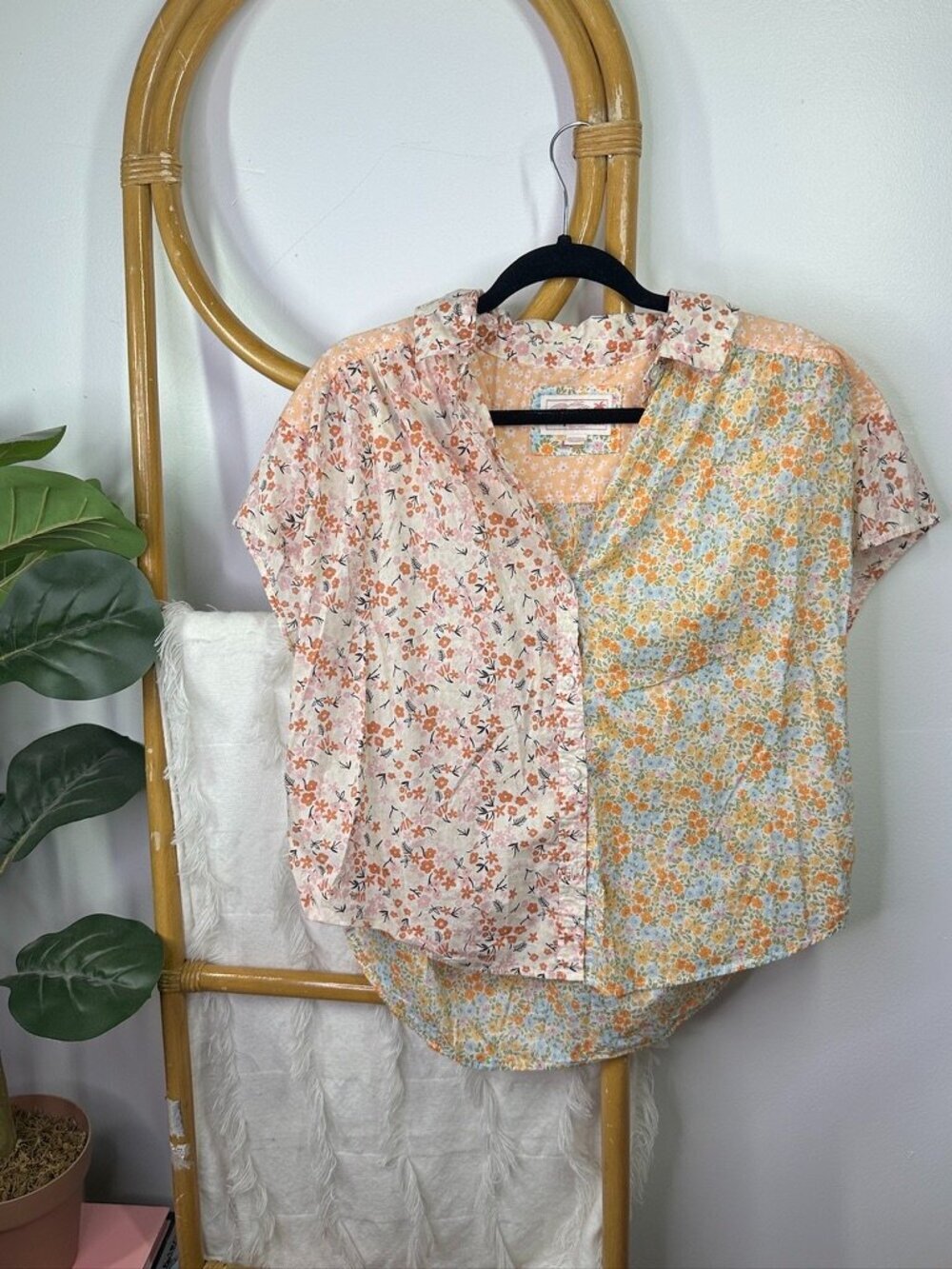 American Eagle Multi Print Floral Collard Blouse sz XS